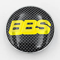 Колпачки (заглушки) в литые диски BBS 60 мм - Чёрный карбон с золотыми буквами