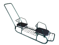 Детские санки для двойни "Лучшие друзья", с ручкой толкателем Зеленые