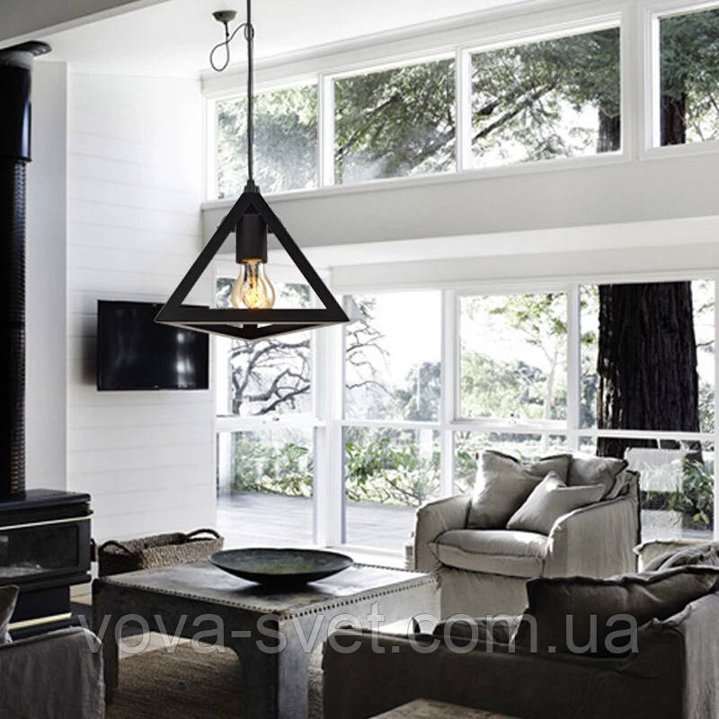 Подвесной светильник [ Black Triangle Loft ] (треугольник) - фото 6 - id-p376992107