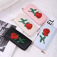 Женский кошелек клатч с вышивкой роза "Wr"