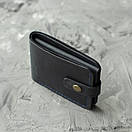 Шкіряний гаманець Comfort Blue з монетницею синій із натуральної телячої шкіри з фіксації на кнопці, фото 4