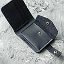 Шкіряний гаманець Comfort Blue з монетницею синій із натуральної телячої шкіри з фіксації на кнопці, фото 5