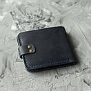 Шкіряний гаманець Comfort Blue з монетницею синій із натуральної телячої шкіри з фіксації на кнопці, фото 3