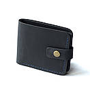 Шкіряний гаманець Comfort Blue з монетницею синій із натуральної телячої шкіри з фіксації на кнопці, фото 7