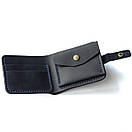 Шкіряний гаманець Comfort Blue з монетницею синій із натуральної телячої шкіри з фіксації на кнопці, фото 9