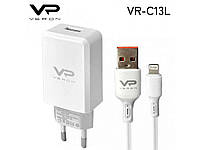 Мережевий зарядний пристрій VR-C13Q set (Lightning) 3.0A (18W) White ТМ Veron  "Wr"