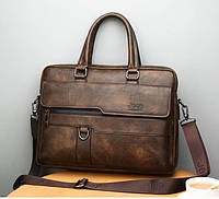 Мужская сумка для ноутбука Jeep эко кожа портфель для планшета документов папок А4 Темно-коричневый "Wr"