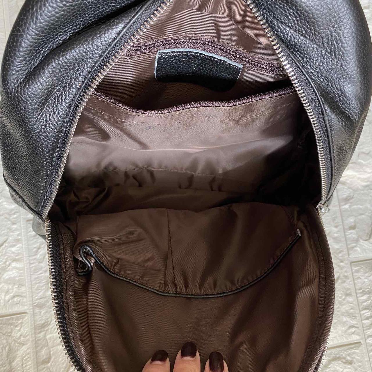 Женский кожаный мини рюкзак городской прогулочный рюкзачок из натуральной кожи мини-рюкзак черный "Wr" - фото 9 - id-p2082388855