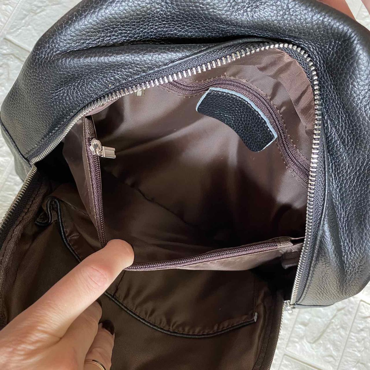 Женский кожаный мини рюкзак городской прогулочный рюкзачок из натуральной кожи мини-рюкзак черный "Wr" - фото 10 - id-p2082388855