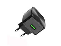 Мережевий зарядний пристрій Home Charger USB C Cable 18W QC3.0 (EU) — C70A Black ТМ Hoco  "Wr"