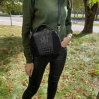 Замшевая женская сумочка на плечо эко кожа рептилии черная, маленькая сумка для девушек "Wr"
