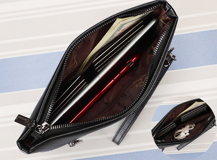 Большой мужской клатч барсетка Кенгуру, кошелек сумка на ремешке Коричневый "Wr" - фото 5 - id-p2082420016