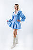 Плаття міні з емітацією корсету та комірцем блакитне 83356 (2000000122625), фото 3