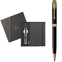 Набор Parker SONNET Matte Black Lacquer GT BP шариковая ручка + блокнот Parker 84 832b24