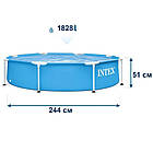 Каркасний круглий басейн Intex 28205 на 1828 л для заміського будинку 244 х 244 х 51 см Синій, фото 8