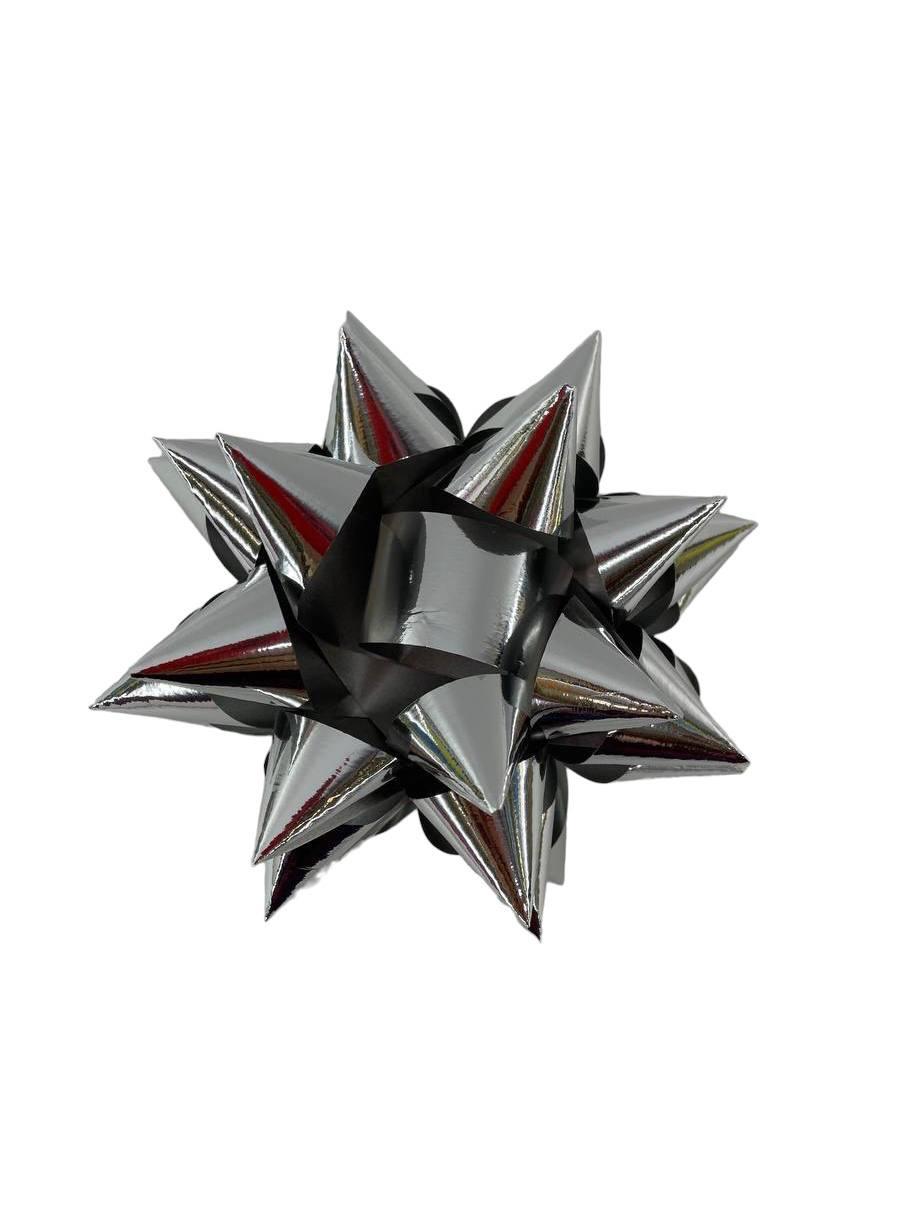 Бант для прикраси подарунка Срібло, 10 см