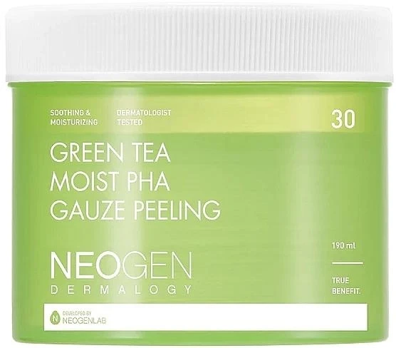 Neogen Dermalogy Green Tea Moist Pha Gauze Peeling Відлущувальні живильні диски 190 мл
