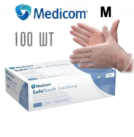 Рукавички вінілові без пудри Medicom M 100 шт.