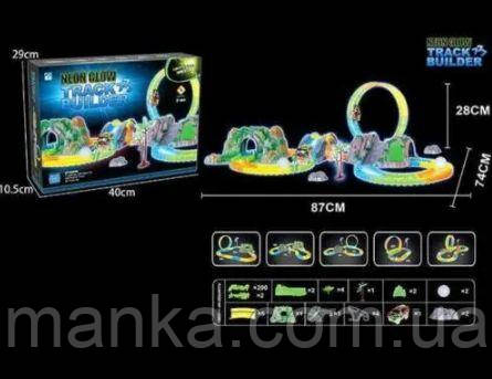 Меджик Автотрек Трек 777-134 200 деталей, машинка на батарейках, підсвічування, неоновий трек, в коробці, фото 1