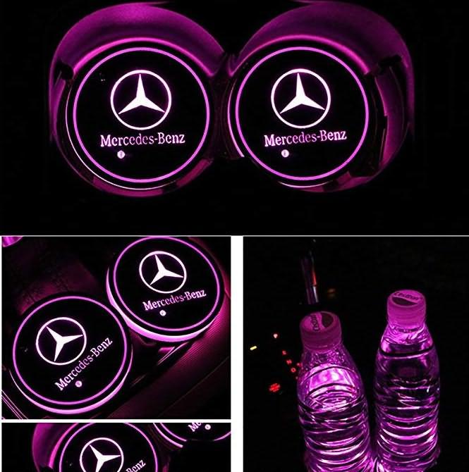 Світлодіодне інтелектуальне підсвічування підсклянника з логотипом Mercedes-Benz (Мерседес) RGB