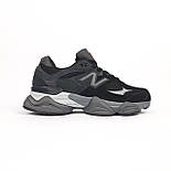 Чоловічі кросівки New Balance 9060 весна-осінь замша демісезонні чорні. Живе фото, фото 4