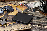 Шкіряний чоловічий гаманець шкіра натуральна з кнопкою LEGION чорний ручна робота, фото 3
