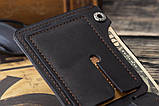 Шкіряний чоловічий гаманець шкіра натуральна з кнопкою LEGION чорний ручна робота, фото 4