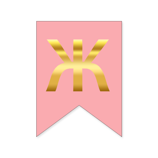 Букви на прапорці для будь-яких написів "Ж" золото на рожевому