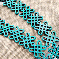 Бусини блакитні бірюза 24х20х4 мм 19 шт. фігурні