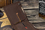 Чоловічий шкіряний гаманець в мінімалістичному стилі з натуральної шкіри на кнопці LEGION коричневий, фото 4