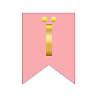 Буквы на флажке для любых надписей "Ї" золото на розовом