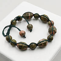 Браслет Шамбала 14х10 мм Яшма Унакит з Огранкою