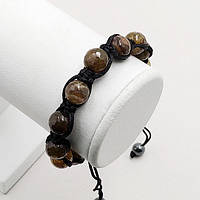 Браслет Шамбала 10 мм Коричневий Агат з Огранкою