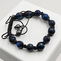 Браслет Шамбала 10 мм Синій Агат з Огранкою