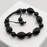 Браслет Шамбала 14х10 мм Чорний Агат з Огранкою