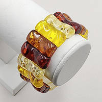 Браслет із синтетичного бурштину 27 мм 17 см на гумці колір комбінований