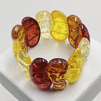 Браслет із синтетичного бурштину 40 мм 17 см на гумці колір комбінований