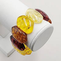 Браслет із синтетичного бурштину 31 мм 17 см на гумці колір комбінований