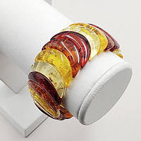 Браслет із синтетичного бурштину 30 мм 17 см на гумці колір комбінований