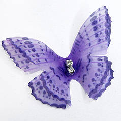 Метелик зі стразиками шифоновий, 4,5х3,5 см, лавандовий-фіолетовий