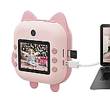 Дитяча фото-відео камера з миттєвим друком знімків Print Camera екран 2.4", камера 24 Мп Рожевий, фото 5