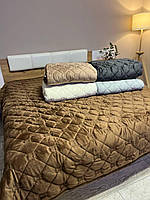 Мягкий плед покрывало на кровать велюровое двухстороннее Евро 210х230 разные цвета
