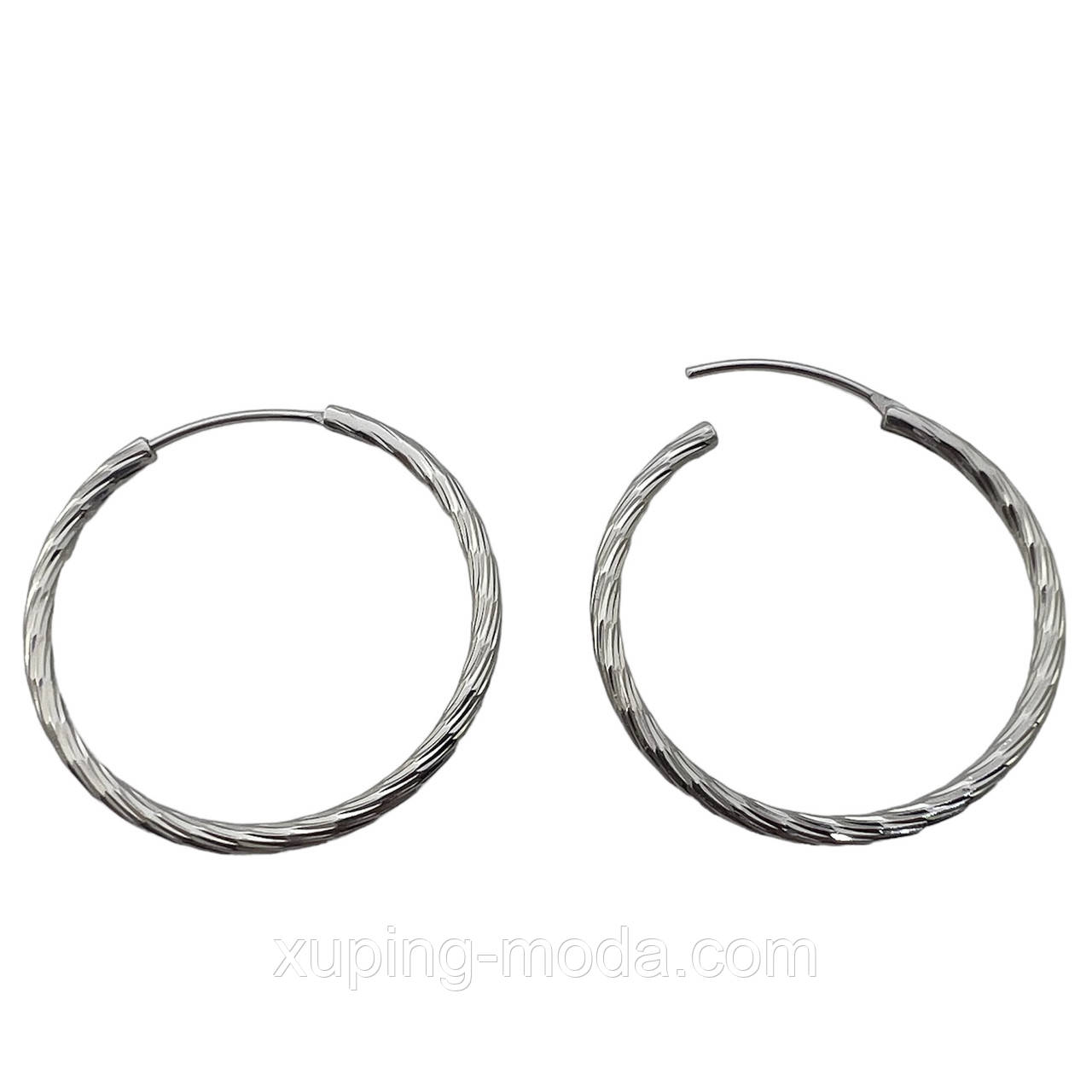 20 мм .Сережки кільця xuping. Родій, фото 1