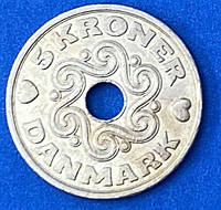 Монета Дании 5 крон 1990 г.