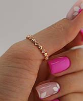 Серебряное кольцо женское позолоченное с фианитами "Дорожка к сердцу" Необычный перстень серебро 925 пробы