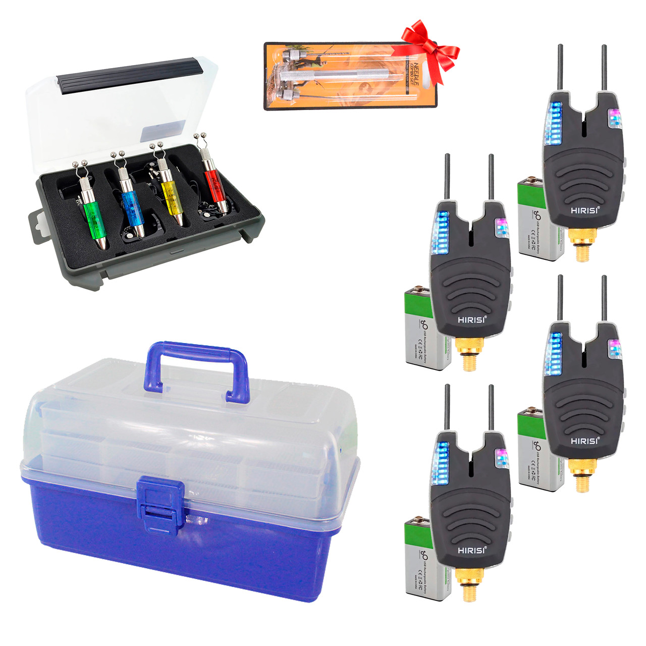 Комплект сигналізаторів Hirisi B1139 та свінгерів + ящик на 3 полички