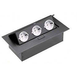 Подовжувач GTV для офісу на 3 розетки Schuko Чорний