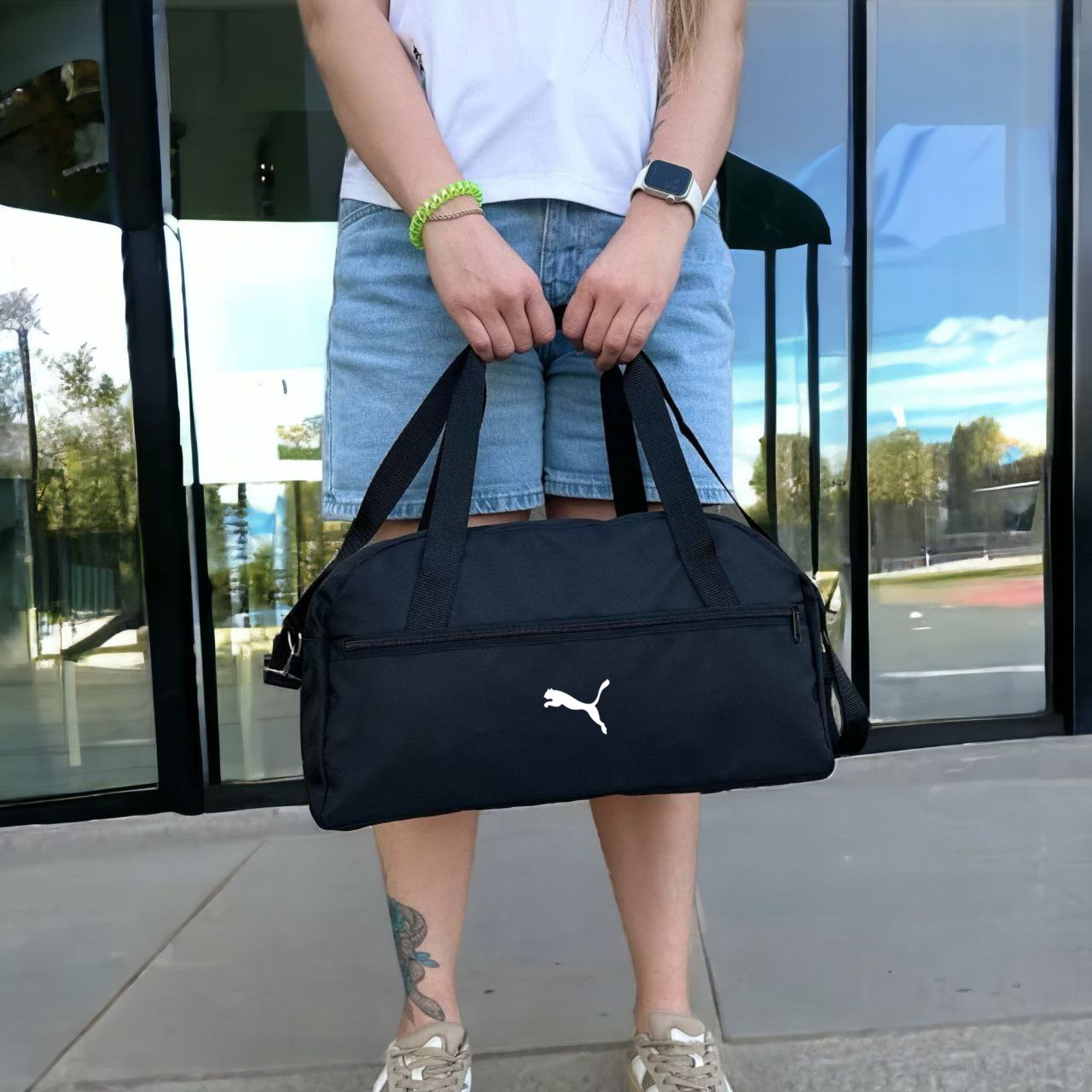 Невелика спортивна чорна сумка Puma. Сумка для тренувань, фітнес-сумка
