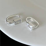 Жіночі срібні сережки з квадратними цирконами ANENJERY, фото 2
