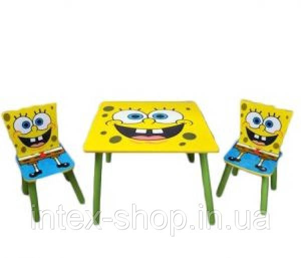 Набір дитячих меблів Столик + 2 стільчика «Sponge Bob» D 06449